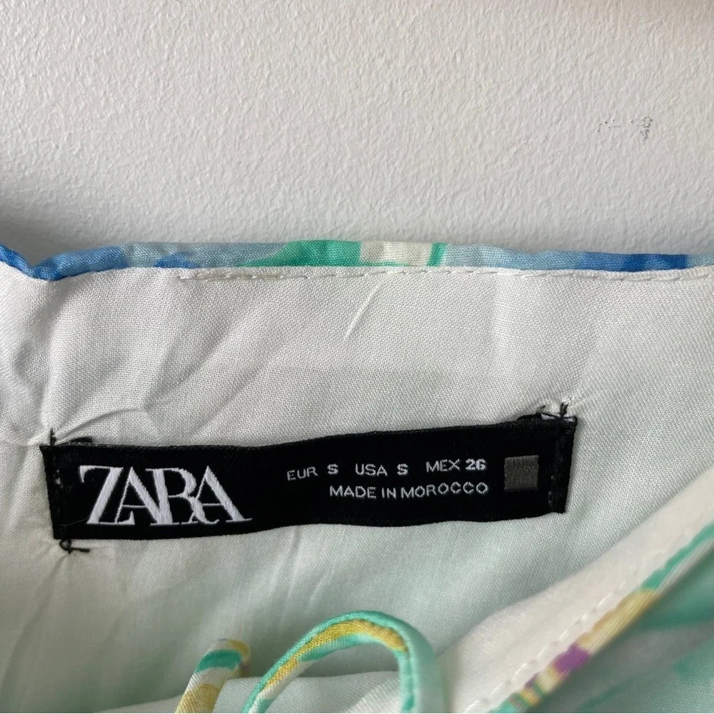 Zara Floral Poplin Sweetheart Mini Dress Blogger Fav Size Small - Picture 10 of 11